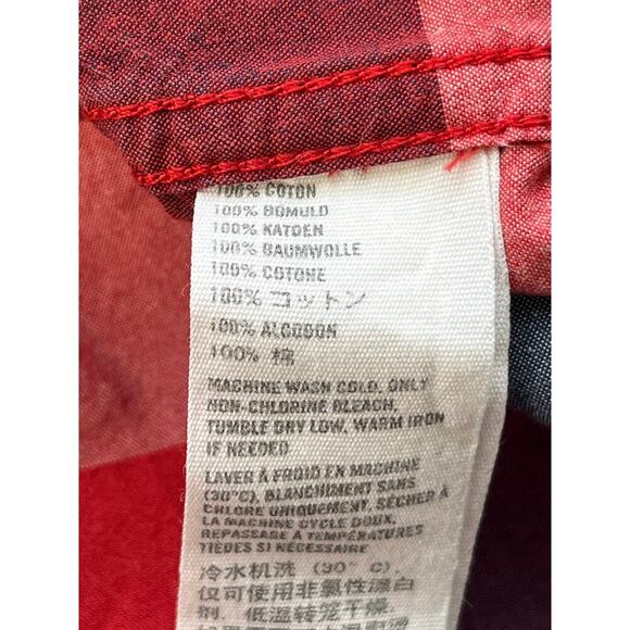 Abercrombie & Fitch Mens L Red/Blue Plaid Muscle Button Preppy/Cabin Top - Picture 6 of 8